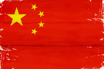 Flaga Chin malowana na starej desce.