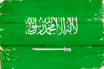 Flaga Syrii  malowana na starej desce.