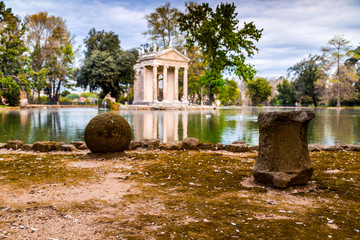 Temple of Aesculapios at Villa Borghese Gardens in Rome