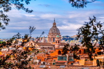 Aerial cityscape of Rome from Pinco Terrace