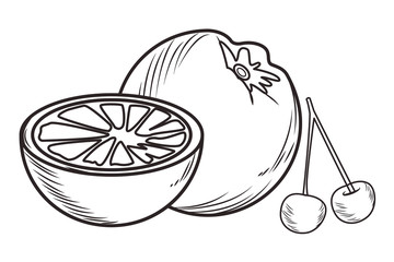 Fresh fruit nutrition healthy black and white hand drawn