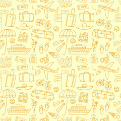 Summer vacation doodle seamless pattern