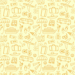 Summer vacation doodle seamless pattern