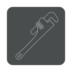 Icono plano lineal llave grifa en cuadrado color gris