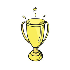 Cup winner. Cartoon isolated color vector icon isolated on white background.
