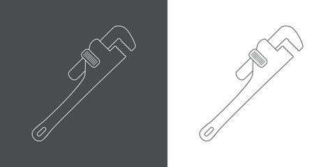 Icono plano lineal llave grifa en gris y blanco © teracreonte