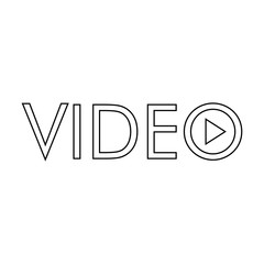 Logotipo lineal texto VIDEO con triángulo en color negro