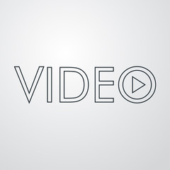 Logotipo lineal texto VIDEO con triángulo en fondo gris