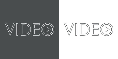 Logotipo lineal texto VIDEO con triángulo en gris y blanco