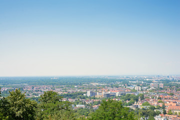 Magnificent view on Karlsruhe from top of Turmberg, Germany