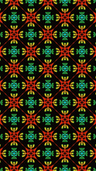 Ornate geometric pattern and abstract multicolored background