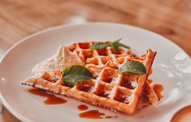 Dessert on a wooden table