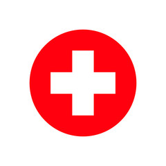 Red cross hospital isolated sign on white background. Medicine or pharmacy emblem.