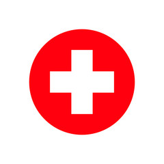 Red cross hospital isolated sign on white background. Medicine or pharmacy emblem.