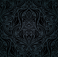  Black Floral decorative vintage seamless Background