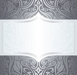 Silver shiny floral vintage pattern wallpaper background design
