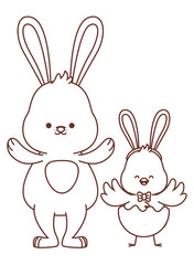 Happy  farm animals outline