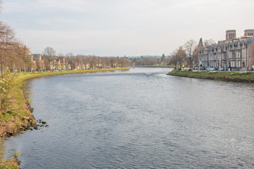 Fototapeta premium River Ness Inverness (Inbhir Nis) at Loch Ness Highlands Scotland