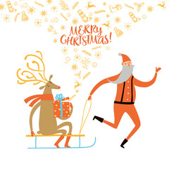  Santa Claus and deeron sled