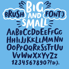 Brush hand drawn big and small letters