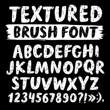 Brush hand drawn textured vector font