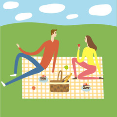 Man and woman at the picnic.