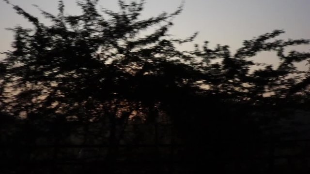 Sunrise Shoot From Running Car In India - Handheld Video