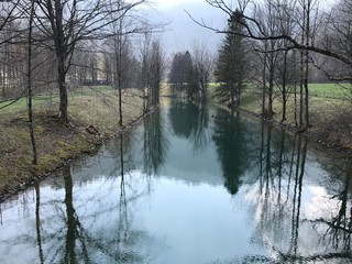Obraz premium Fluss mit Ufer in einem Naturschutzgebiet in Deutschland 