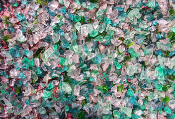 Glass stones. Crystal mineral natural rough colorful surface