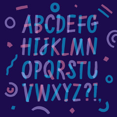 Hand drawn felt-tip pen ABC letters.