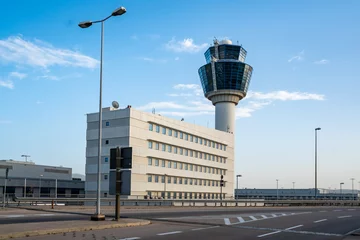 Zelfklevend Fotobehang Air Traffic Control Tower of Athens International Airport © k_samurkas
