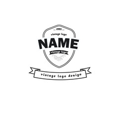 vintage shield logo with logo and ribbon