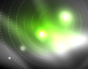 Dark space with neon color glowing lights abstract background