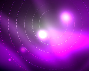 Dark space with neon color glowing lights abstract background