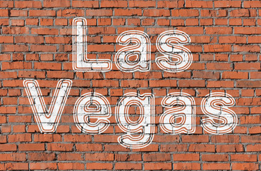 Las Vegas. Inscription on the seamless brickwall.
