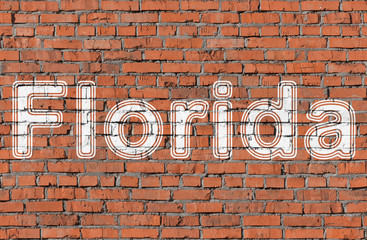 Florida. Inscription on the seamless brickwall.