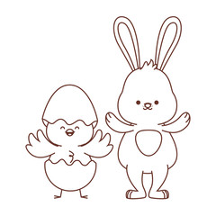 Happy  farm animals outline