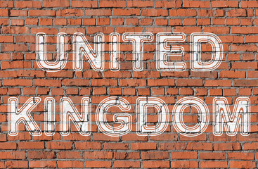 Unired Kingdom. Inscription on the seamless brickwall.