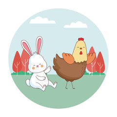 Happy farm animals cartoon