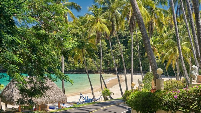 View on the beach Playa Caracol of Contadora Island in the Pacific Ocean, Panama
