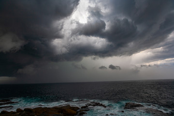 Dramatic Afternoon Storm over the Ocean 