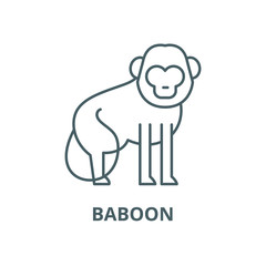 Baboon vector line icon, outline concept, linear sign