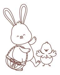 Happy farm animals outline