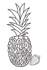 Fresh fruit nutrition healthy black and white hand drawn