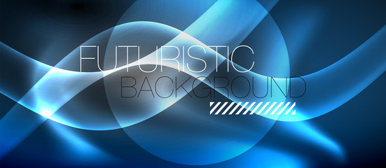 Glossy glowing neon light wave background