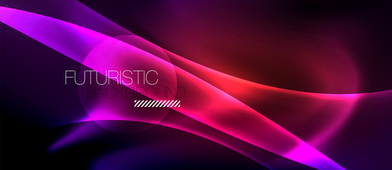 Glossy glowing neon light wave background
