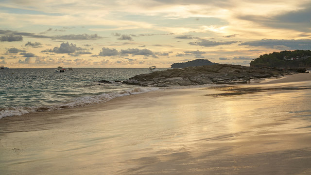 East pacific sunset on Contadora island, archipelago Las Perlas, Panama.