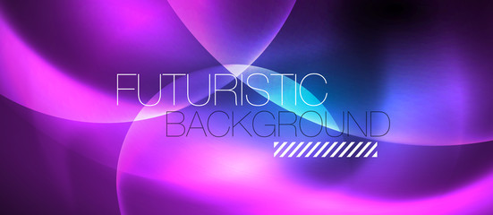 Blue neon bubbles and circles abstract background, futuristic magic techno design
