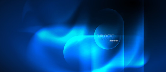 Blue neon round shapes techno background