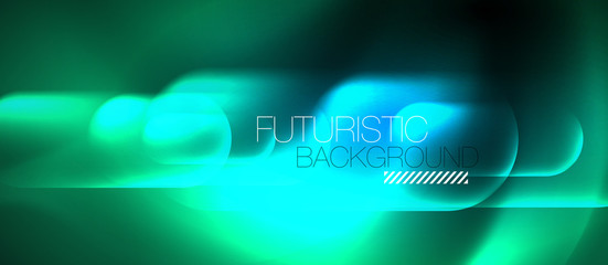 Blue neon round shapes techno background